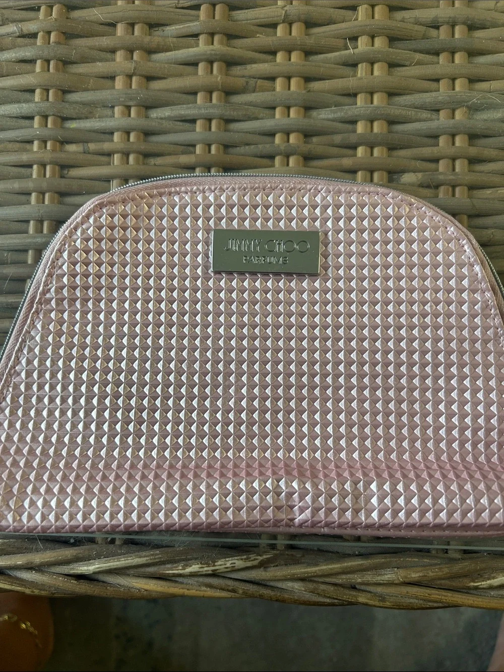 Jimmy Choo Pink Metallic Cosmetic Pouch